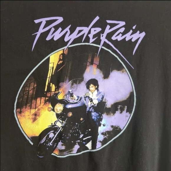 Prince black Purple Rain unisex T-shirt size M - Picture 3 of 5